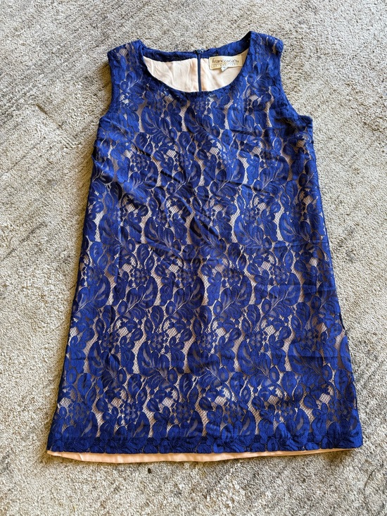 Francesca's Collections Dresses & Skirts - Francesca's Collections Blue Lace Overlay Shift Dress